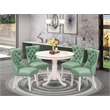 Pemberly Row 5-Piece Dining Set in Linen White/Willow Green Upholstery