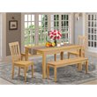 Pemberly Row 5-Piece Wood Dining Set with Benches in Oak Finish