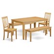 Pemberly Row 5-Piece Wood Dining Set with Benches in Oak Finish