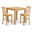 Pemberly Row 3-Piece Wood Pub Dining Set with Chairs in Oak Finish