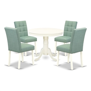Pemberly Row 5-Piece Dining Table Set Rubberwood Faux Leather Willow Green