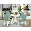 Pemberly Row 5-Piece Dining Table Set Rubberwood Faux Leather Willow Green