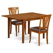 Pemberly Row 3-Piece Dining Set with Saddle Brown Finish and Faux Leather