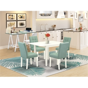 Pemberly Row 5-Piece Dining Table Set in Linen White and Willow Green