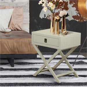 Pemberly Row 20&quot Wood Nightstand with Drawer in Urban Gray Finish