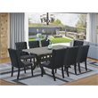 Pemberly Row 9-Piece Dining Set with Cement Top and Wire Brush Black Finish