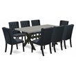 Pemberly Row 9-Piece Dining Set with Cement Top and Wire Brush Black Finish