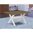 Pemberly Row X-Style 36x60 in Wood Dining Table in White and Brown