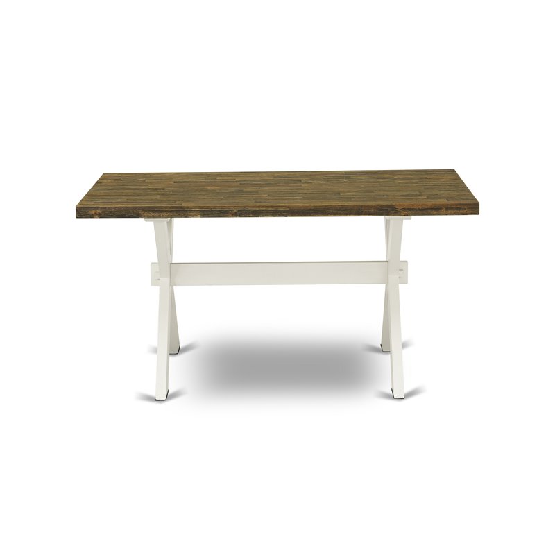 Pemberly Row X-Style 36x60 in Wood Dining Table in White and Brown