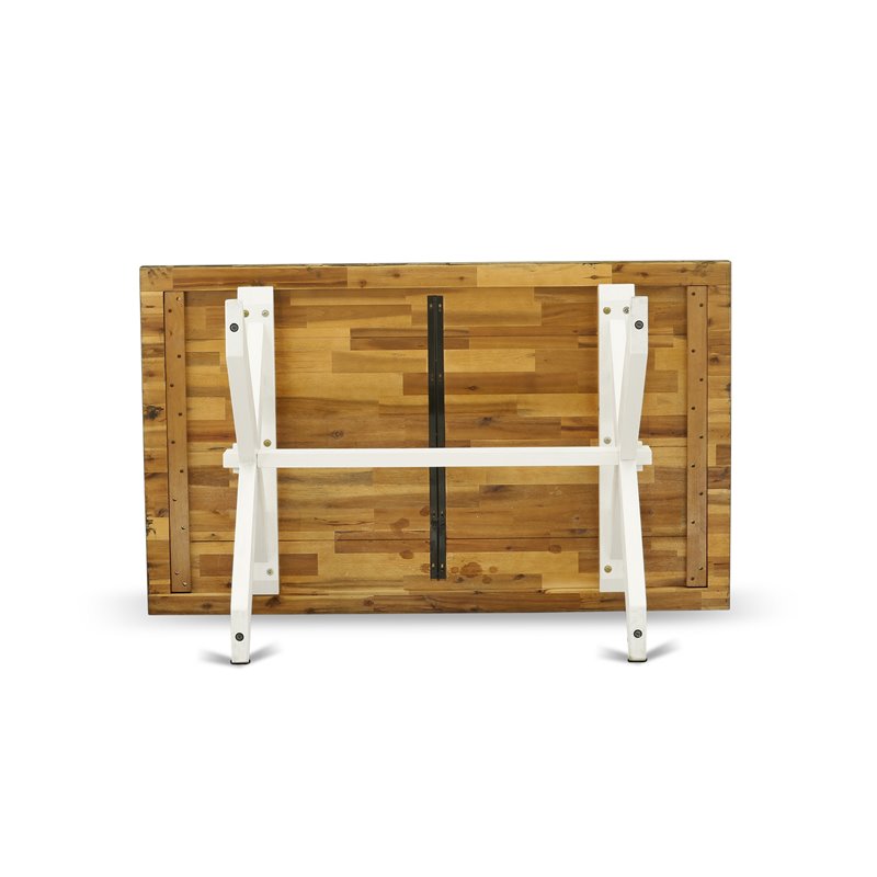 Pemberly Row X-Style 36x60 in Wood Dining Table in White and Brown