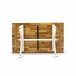 Pemberly Row X-Style 36x60 in Wood Dining Table in White and Brown