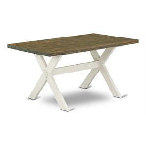 Pemberly Row X-Style 36x60 in Wood Dining Table in White and Brown