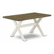 Pemberly Row X-Style 36x60 in Wood Dining Table in White and Brown
