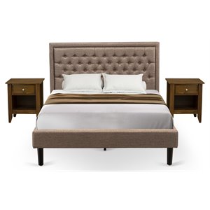 Pemberly Row 3-Piece Queen Wood Bedroom Set in Khaki Brown Finish