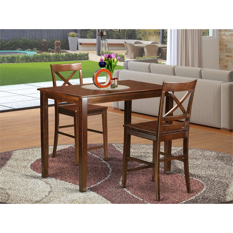 Pemberly Row 3-Piece Counter Height Dining Set in Mahogany Finish
