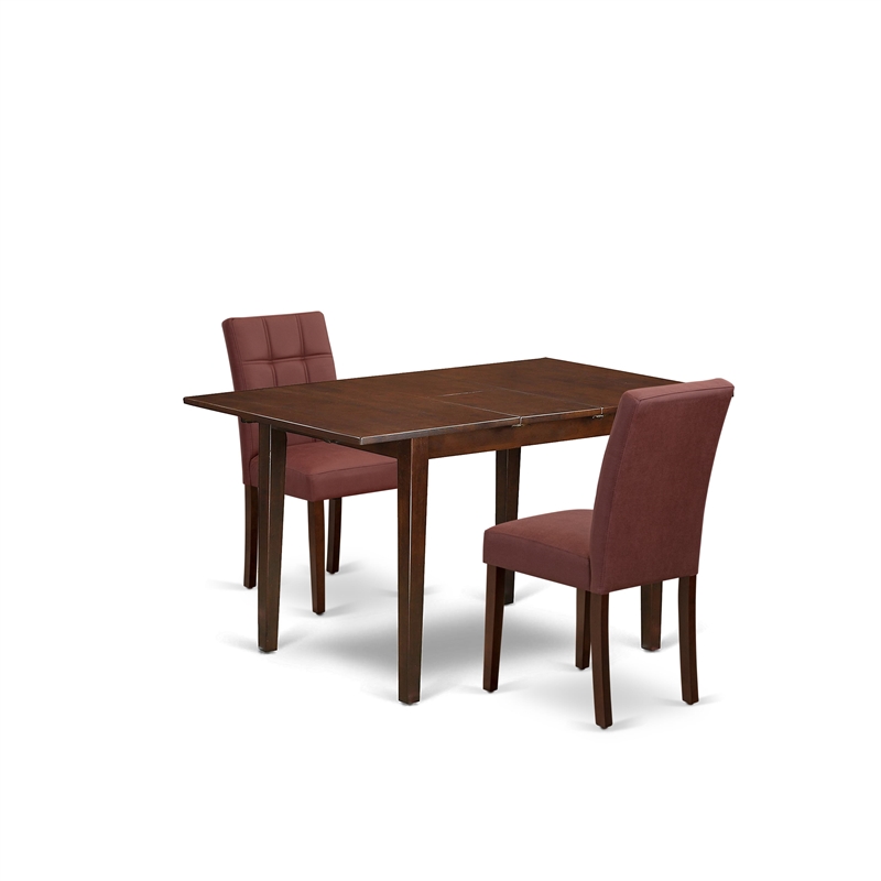 Pemberly Row 3-Piece Wood Dining Set with Faux Leather Chairs in Mahogany