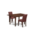 Pemberly Row 3-Piece Wood Dining Set with Faux Leather Chairs in Mahogany