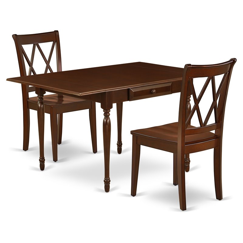 Pemberly Row 3-Piece Rectangular Dining Set with Mahogany Finish and Chairs