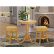Pemberly Row 3-Piece Round Dining Set Oak Finish Wood Fabric Upholstered Chairs