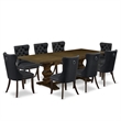 Pemberly Row 9-Piece Wood Dining Table Set in Distressed Jacobean
