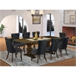 Pemberly Row 9-Piece Wood Dining Table Set in Distressed Jacobean