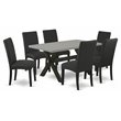 Pemberly Row X-Style 7-Piece Wood Dining Set in Cement and Black