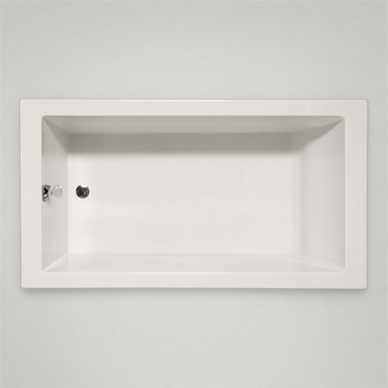 Pemberly Row Rectangle Whirlpool Bathtub in Biscuit 72