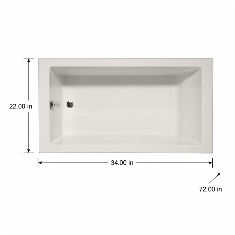 Pemberly Row Venice Rectangle Massaging Air Jet Bathtub Biscuit 72