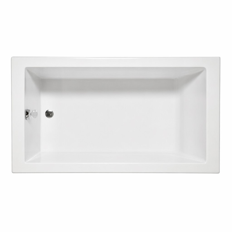 Pemberly Row Venice Rectangle Massaging Air Jet Bathtub Biscuit 72