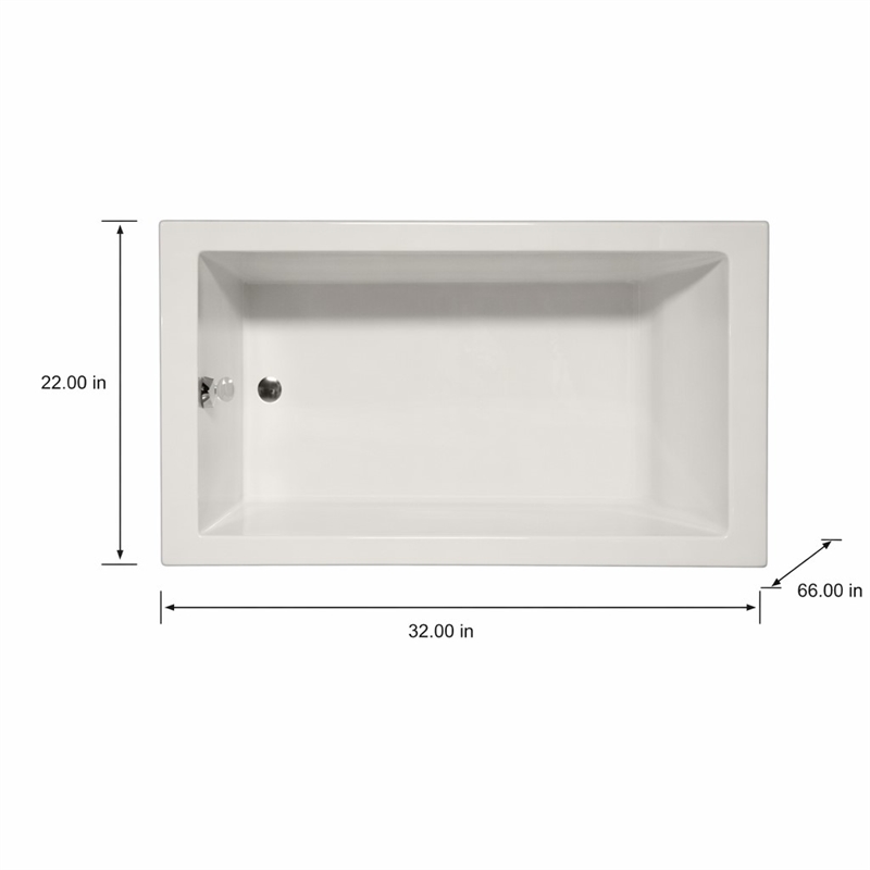 Pemberly Row Rectangle Massaging Air Jet Bathtub in Biscuit 66x32x22