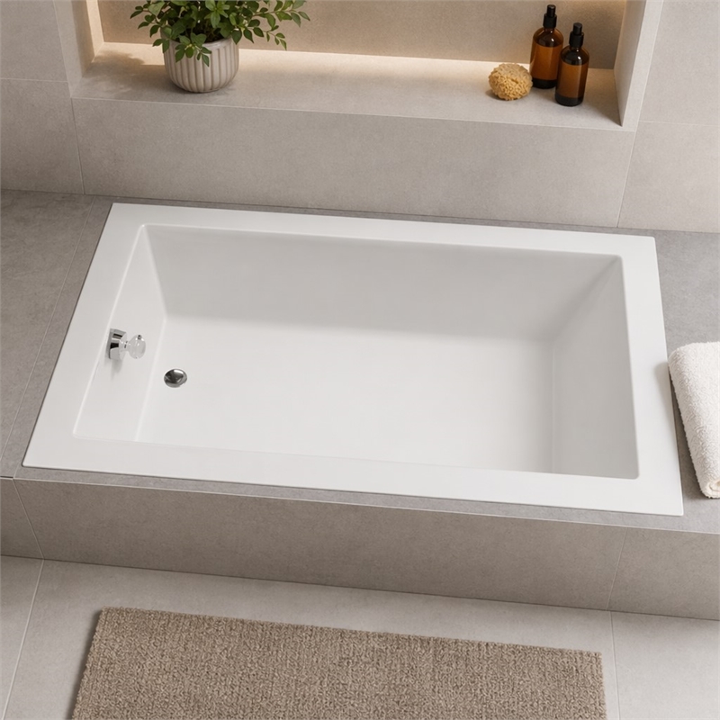 Pemberly Row Rectangle Massaging Air Jet Bathtub in Biscuit 66x32x22