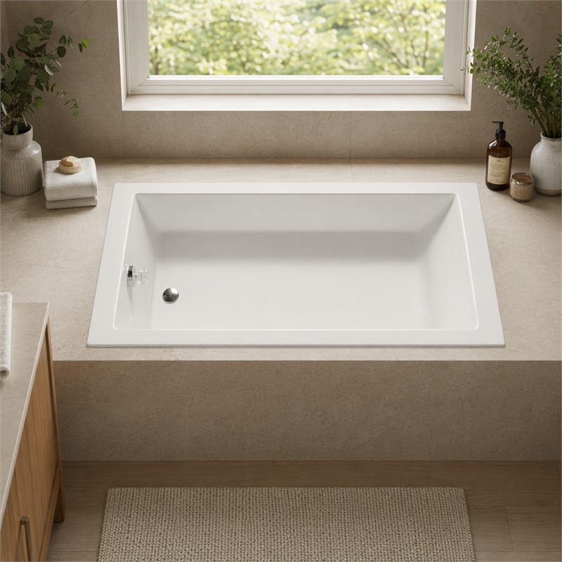 Pemberly Row Rectangle Soaking Bathtub in Biscuit 66x38x22