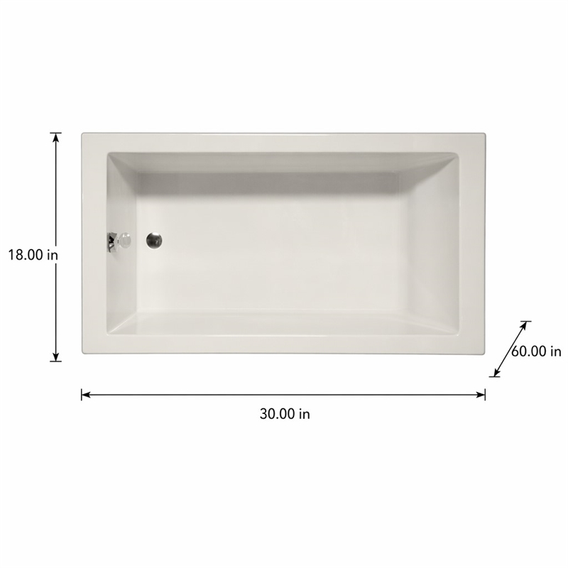 Pemberly Row Venice ADA Rectangle Soaking Bathtub 60x30x18 in Biscuit