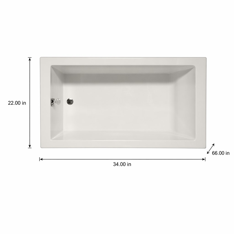Pemberly Row Venice Rectangle Whirlpool Bathtub 66x34x22 in Biscuit