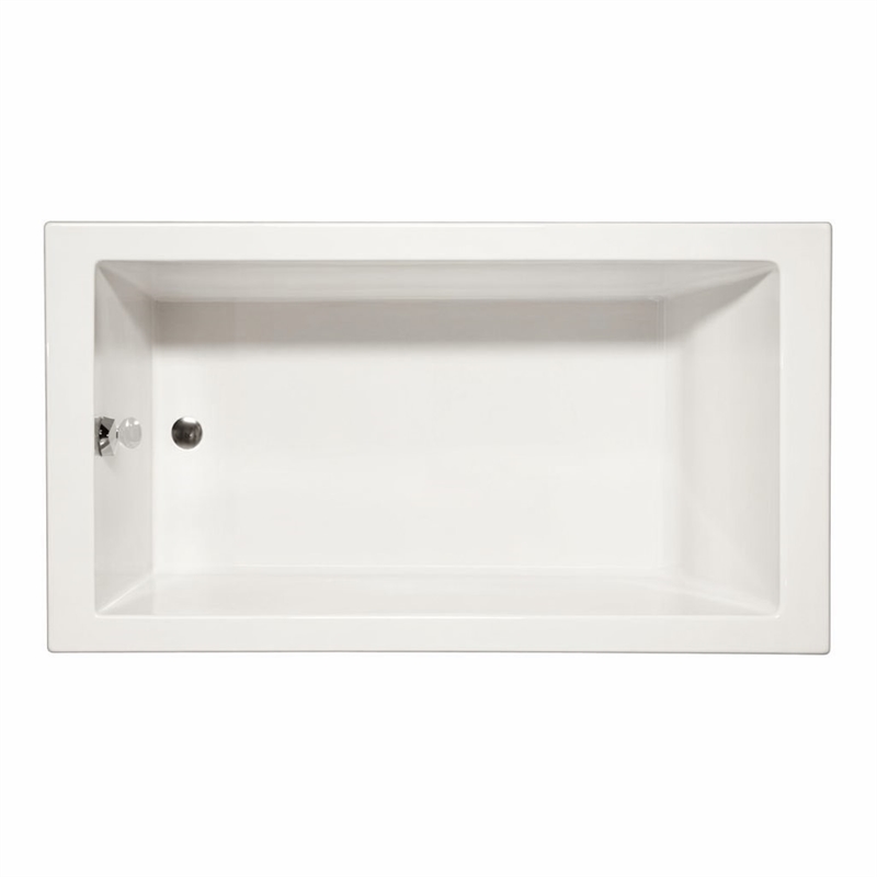 Pemberly Row Venice Rectangle Whirlpool Bathtub 66x34x22 in Biscuit