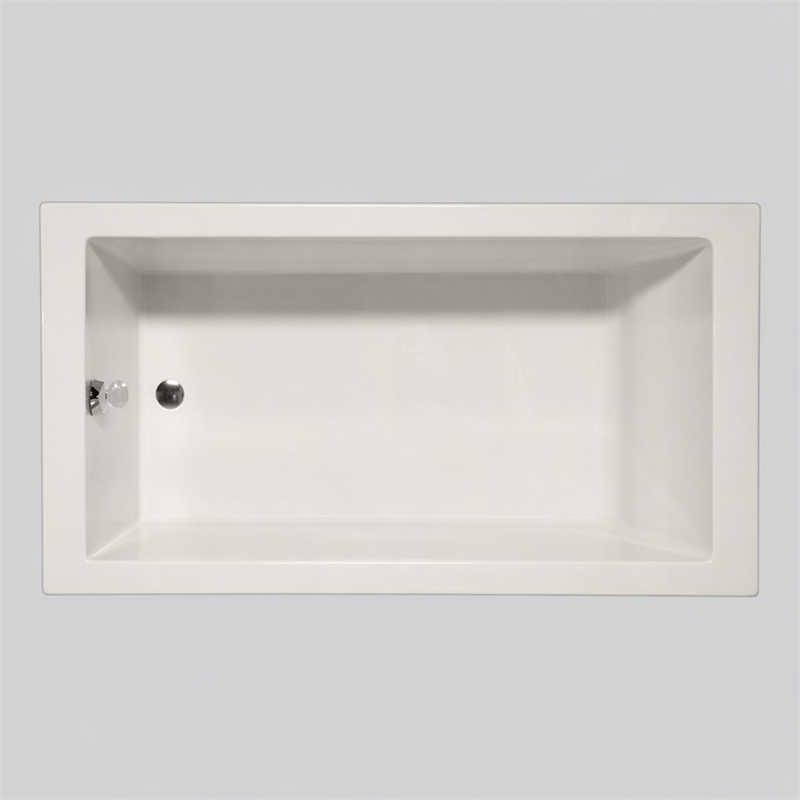 Pemberly Row Venice Rectangle Whirlpool Bathtub 66x34x22 in Biscuit