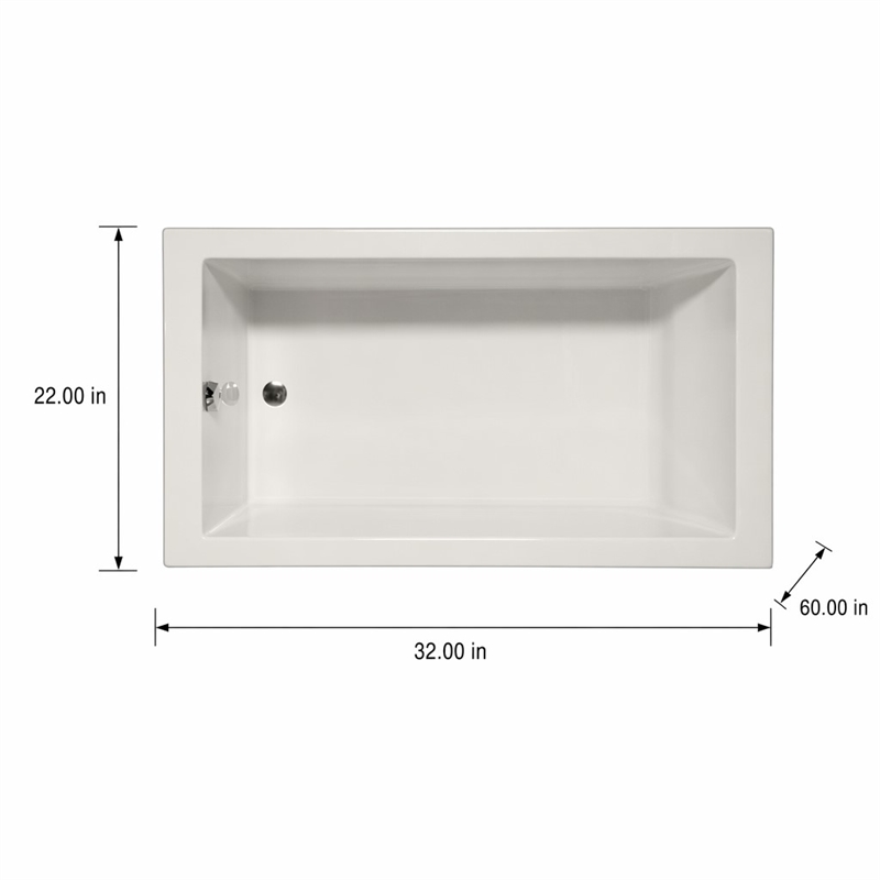 Pemberly Row Venice Rectangle Whirlpool Bathtub 60x32x22 in Biscuit