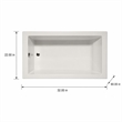 Pemberly Row Venice Rectangle Whirlpool Bathtub 60x32x22 in Biscuit