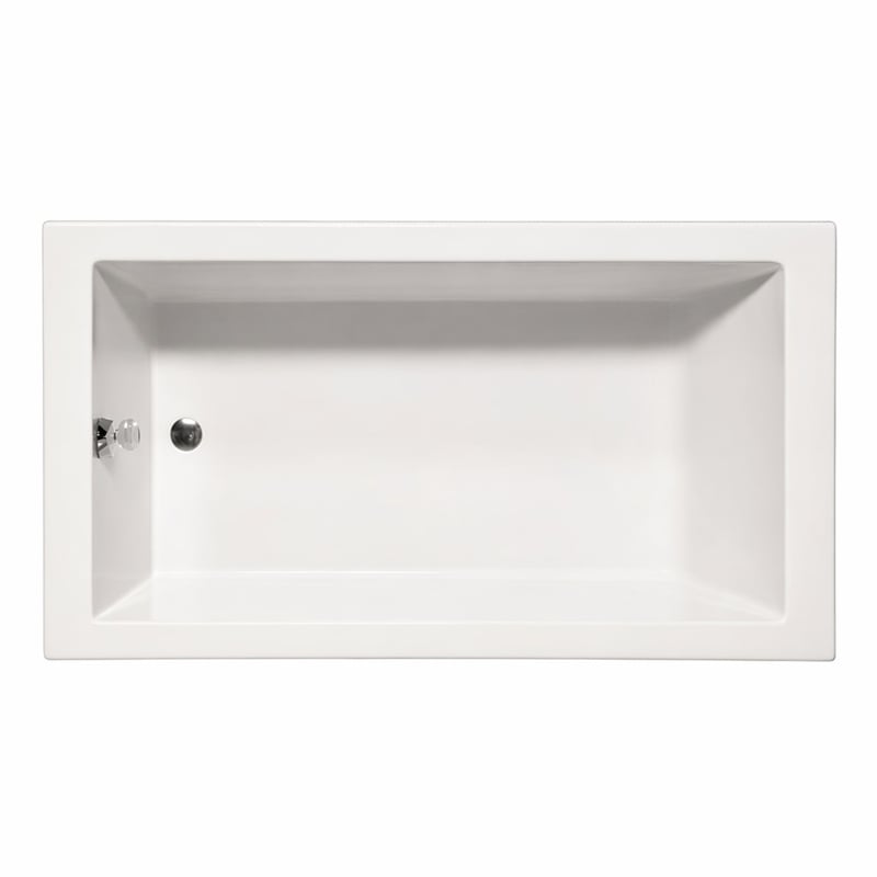 Pemberly Row Venice Rectangle Whirlpool Bathtub 60x32x22 in Biscuit