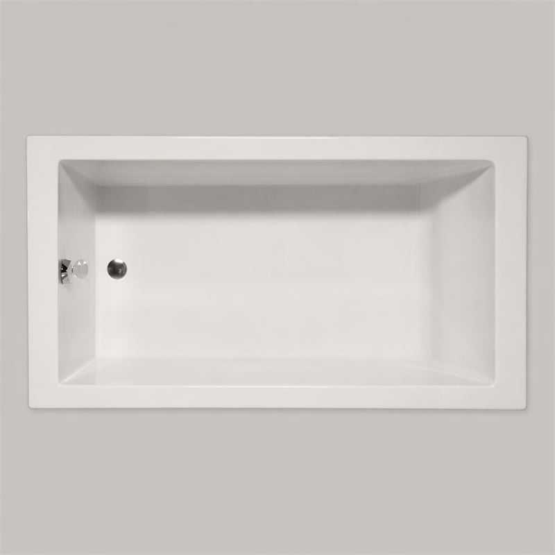 Pemberly Row Venice Rectangle Whirlpool Bathtub 60x32x22 in Biscuit