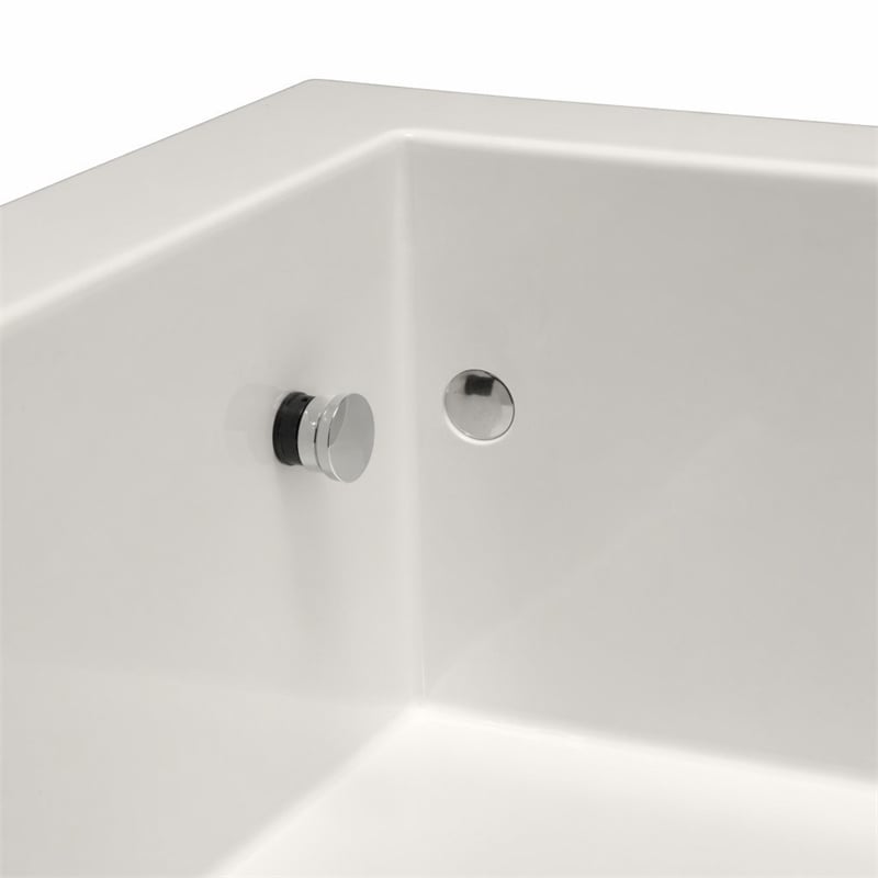 Pemberly Row Venice Rectangle Whirlpool Bathtub 60x32x22 in Biscuit