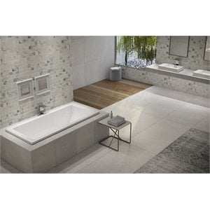 pemberly row venice rectangle whirlpool bathtub 58x30x22 in biscuit