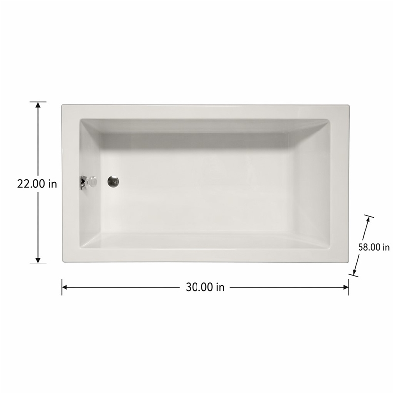 Pemberly Row Venice Rectangle Whirlpool Bathtub 58x30x22 in Biscuit