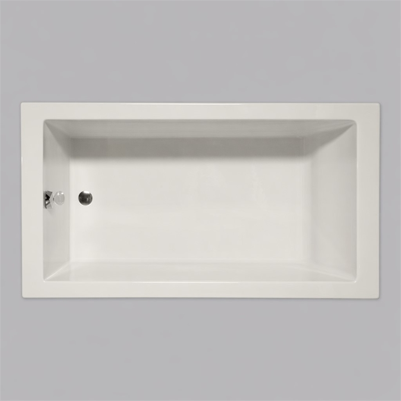 Pemberly Row Venice Rectangle Whirlpool Bathtub 58x30x22 in Biscuit