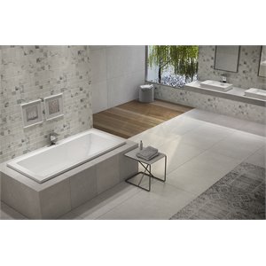 Pemberly Row Rectangle Soaking Bathtub 66&quotx 34&quotx 22&quot in Biscuit