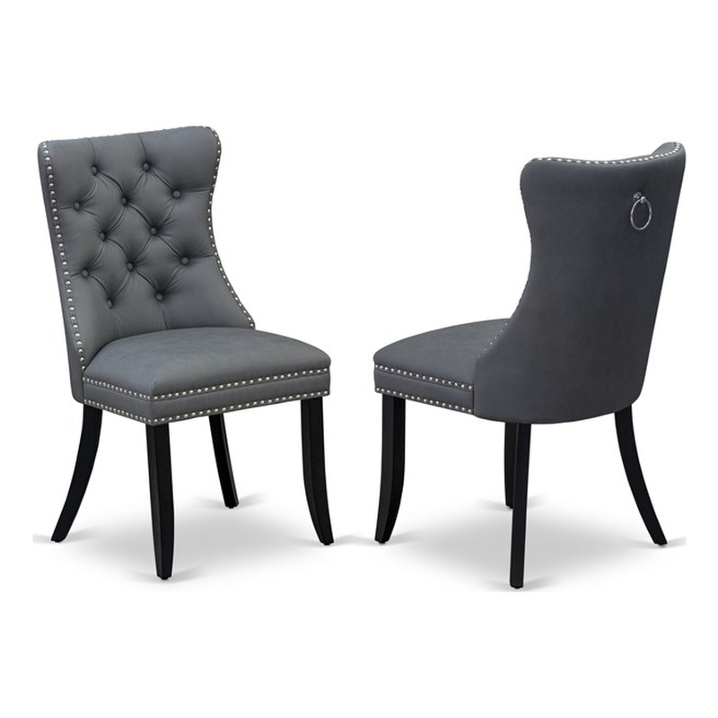 Pemberly Row Faux Leather Parson Dining Chair in Platinum Gray (Set of 2)