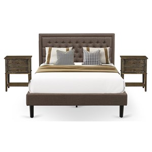 Pemberly Row Traditional 3-Piece Wood Bedroom Set in Brown & Black