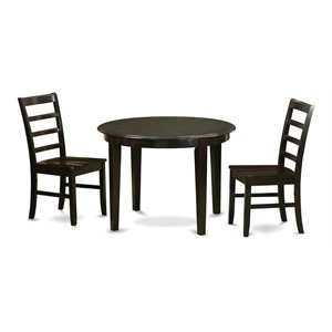 Pemberly Row 3-Piece Wood Dining Set with Round Table in Cappuccino Finish