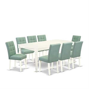 Pemberly Row 9-Piece Kitchen Table Set in Linen White & Willow Green