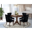 Pemberly Row 5-Piece Dining Room Set in Mahogany with Black Upholstery